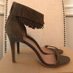 Joie Alek Suede Fringe Ankle Strap Heels sz 8